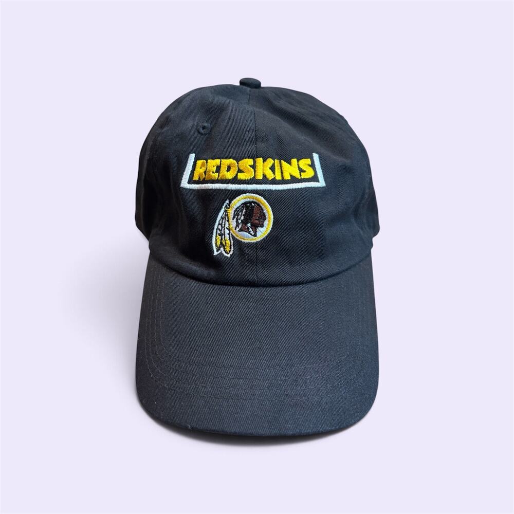 Washington Redskins NFL Team Apparel Black Strapback Hat Cap Embroidered
